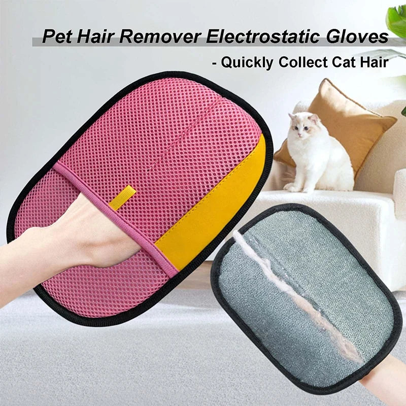 Pet Hair Remover Grooming Gloves for Cats & Dogs