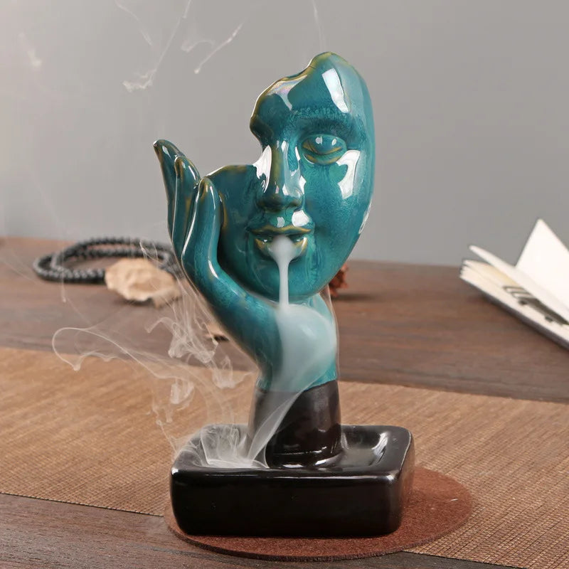 Ceramic Backflow Incense Burner – Sandalwood Stick Holder