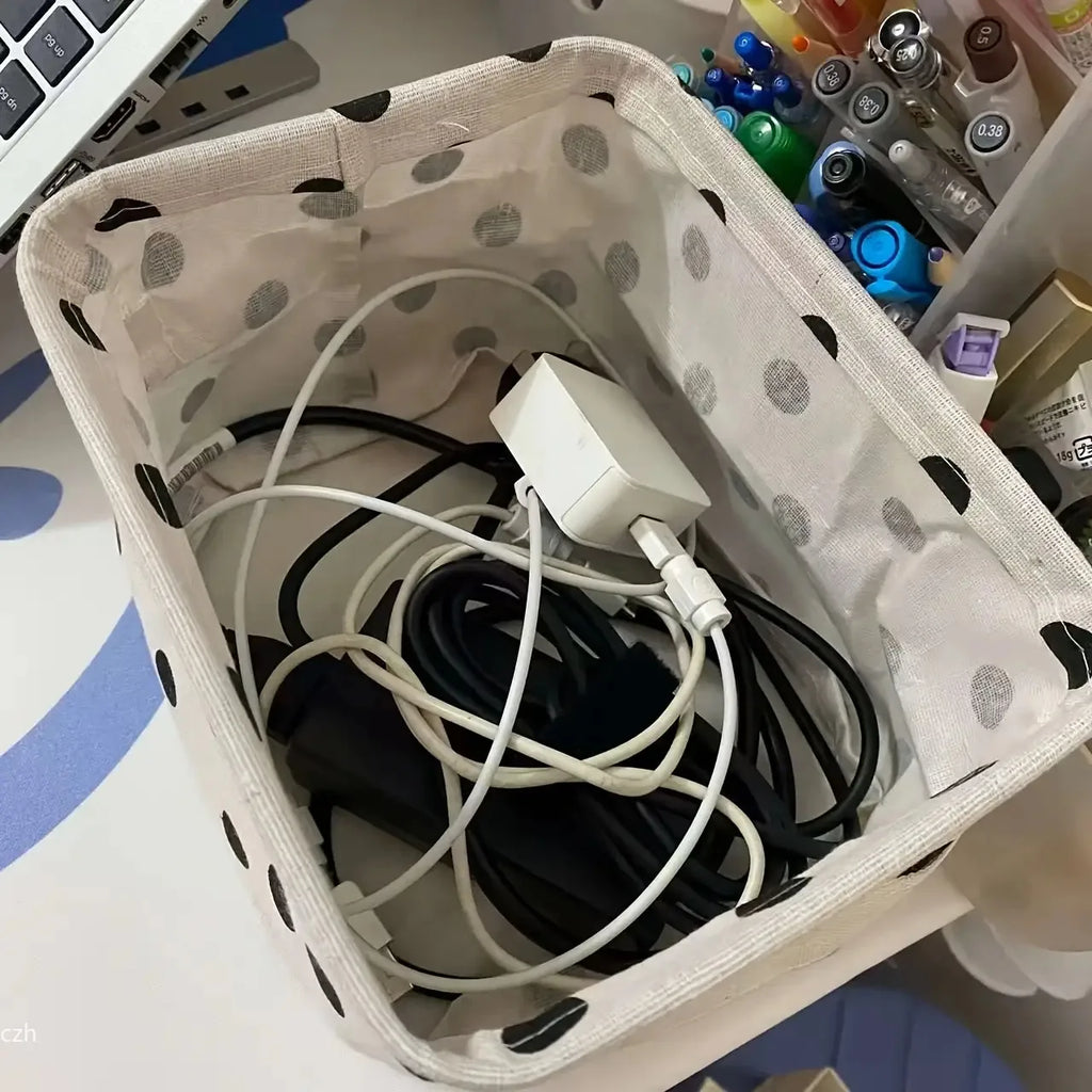 Foldable Canvas Storage Basket with Handle – Cotton & Linen