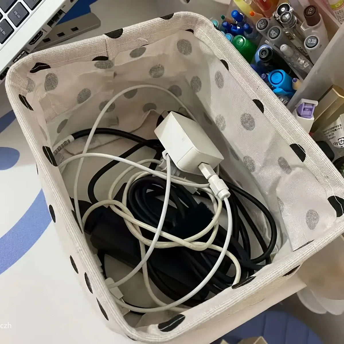 Foldable Canvas Storage Basket with Handle – Cotton & Linen