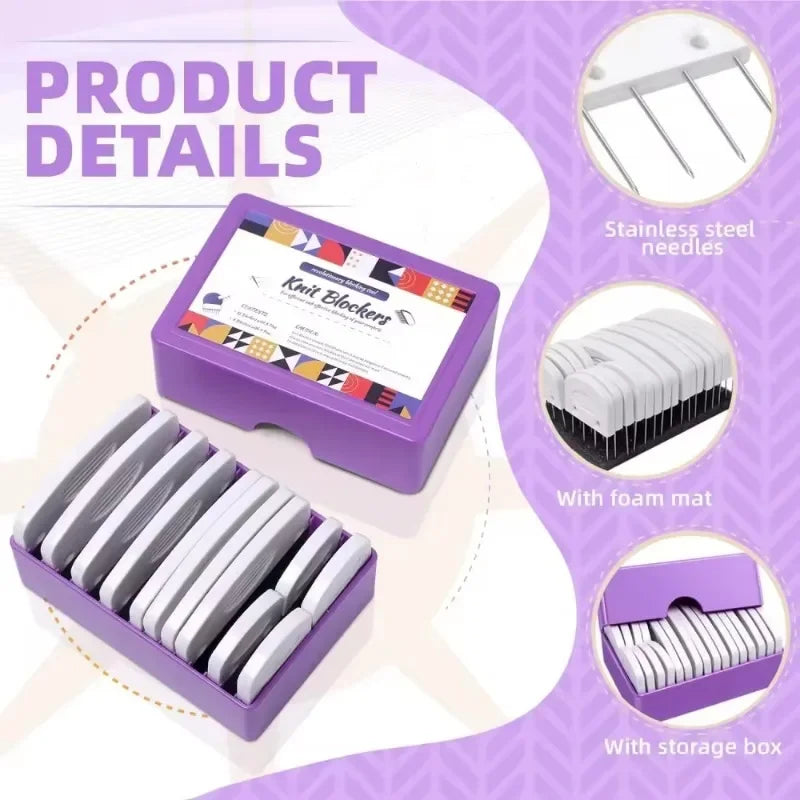 Knitting Blocking T-Pin & Flexible Ruler Set – Stainless Steel