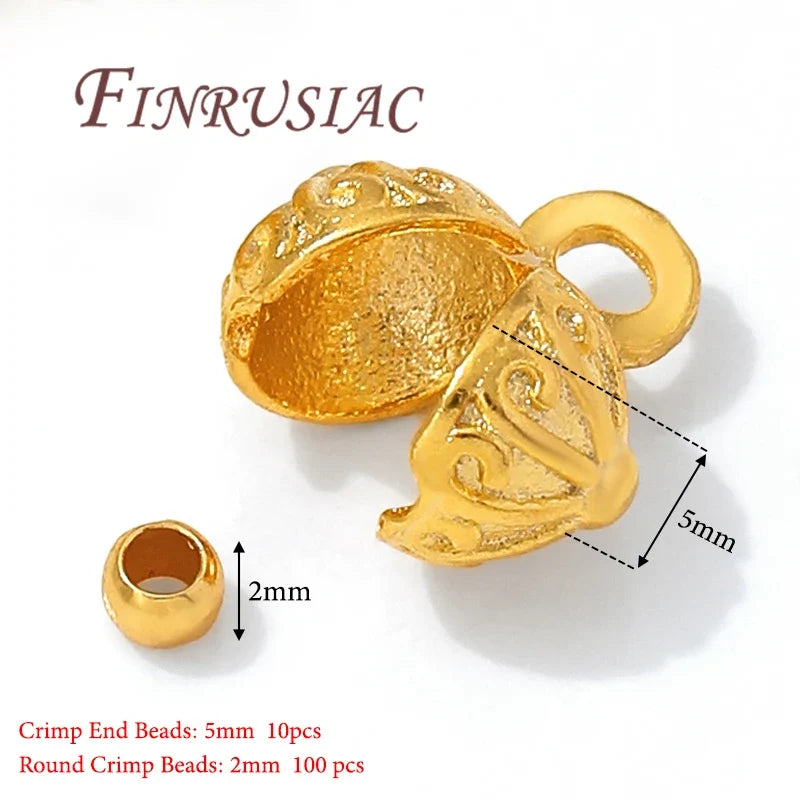 110Pcs 18K Gold Plated Crimp Beads & Covers – DIY Jewelry