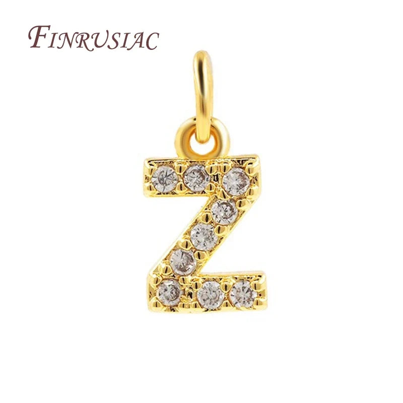 18K Gold Plated Zircon Letter Pendants A-Z Alphabet Charms
