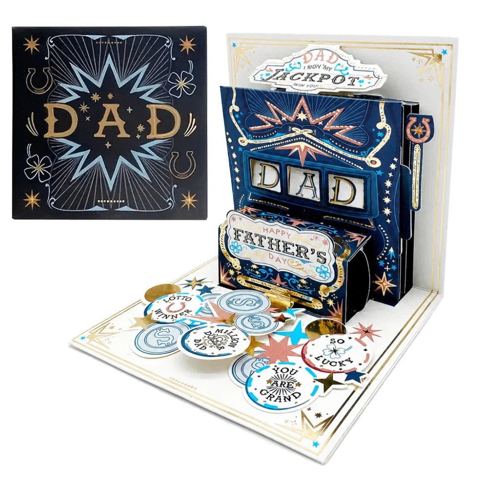 3D Pop-Up Father's Day Card with Envelope – Multicolor Cartoon