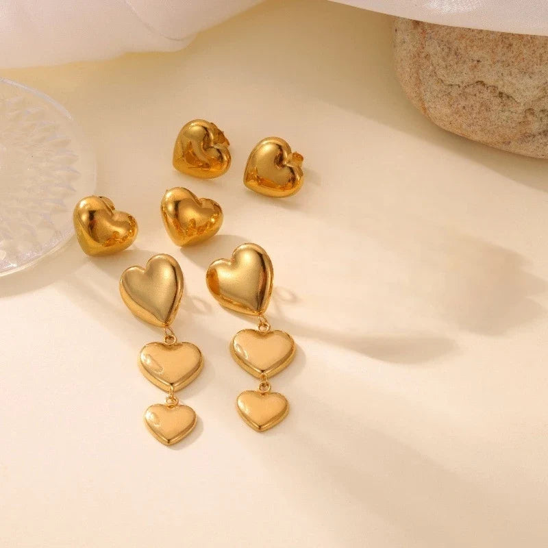 Gold Heart Stud Earrings – 14K Gold Plated Stainless Steel