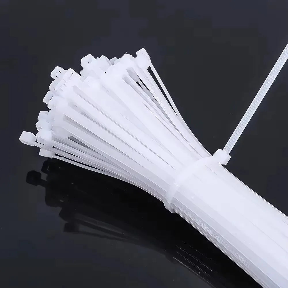 100/1000 PCS Self-Locking Nylon Cable Zip Ties White Straps