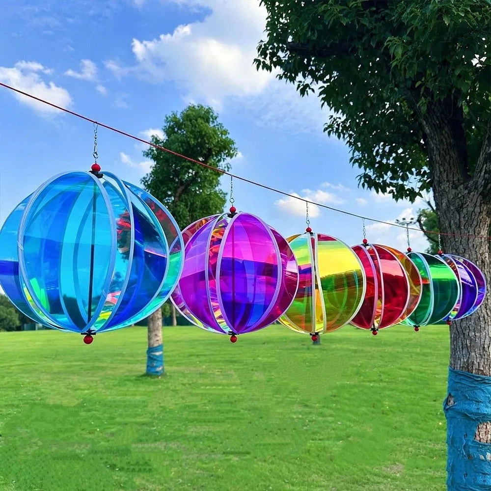 Rainbow Hot Air Balloon Wind Spinner – Colorful Garden Decor