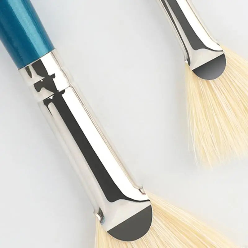 Pig Bristle Fan Paint Brush – Long Handle Artist Acrylic Brush