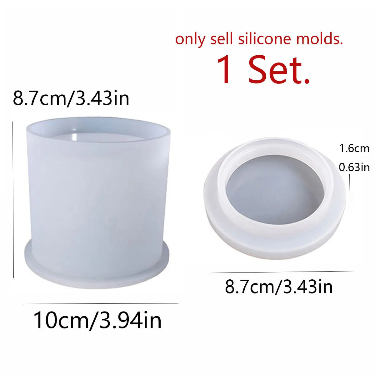 Silicone Candle Jar Mold with Lid | Round Concrete Craft Mould