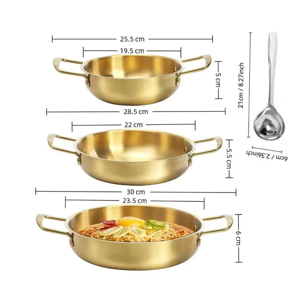 Korean Stainless Steel Cookware Set – 3 Pots & 1 Spoon