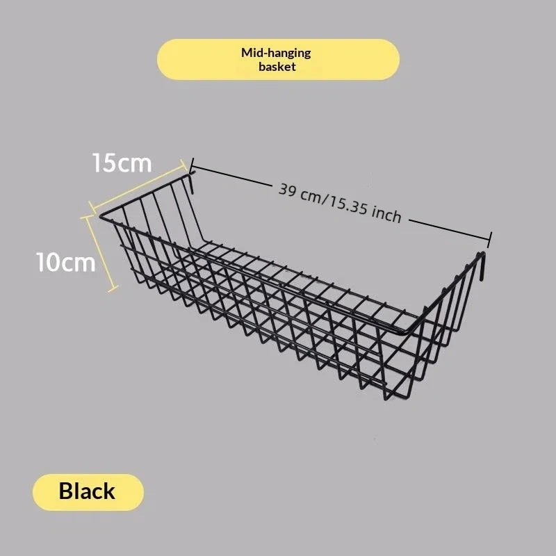 Iron Grid Wall Hanging Basket – Decorative Storage Display Rack