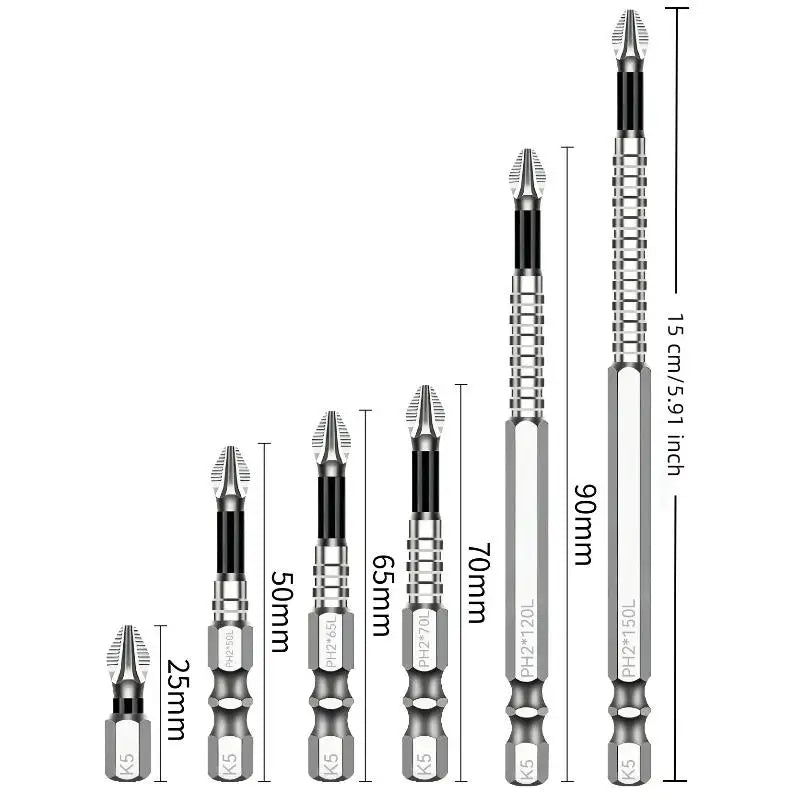 K5 Magnetic S2 Screwdriver Bits Set – Anti-Slip Cross Head