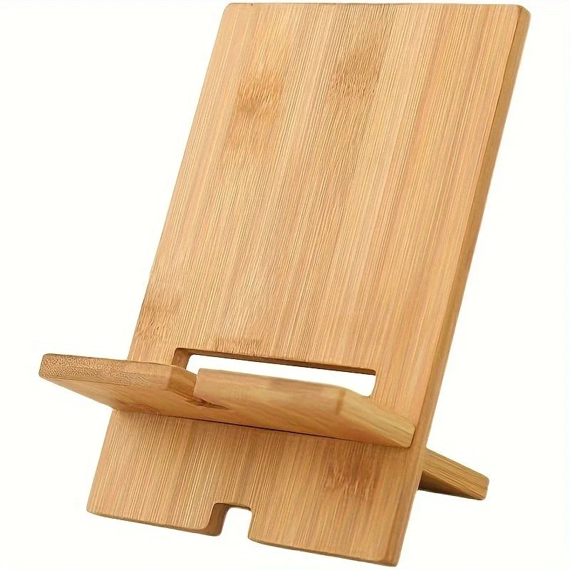 Solid Wood Phone & Tablet Stand – Elegant Wooden Desk Holder