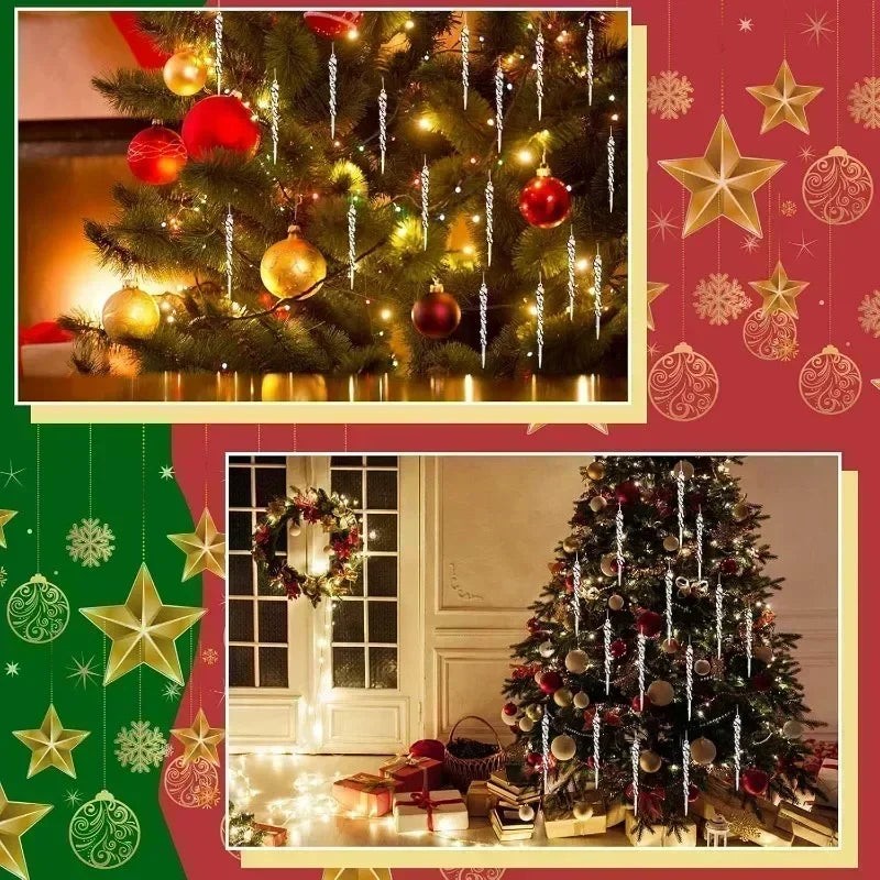 36PCS Clear Acrylic Icicle Christmas Ornaments – 9 Styles