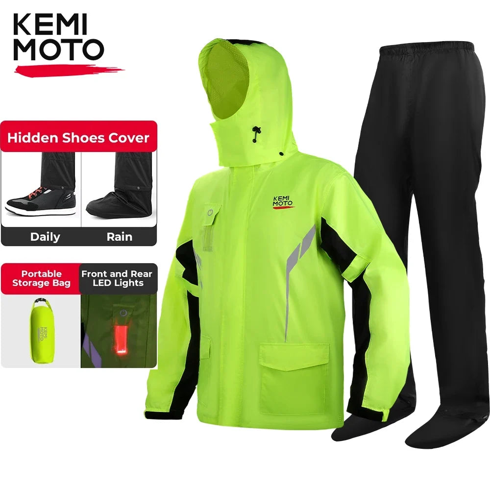 KEMITOUR Motorcycle Raincoat Split Suit – Waterproof Jacket & Pants