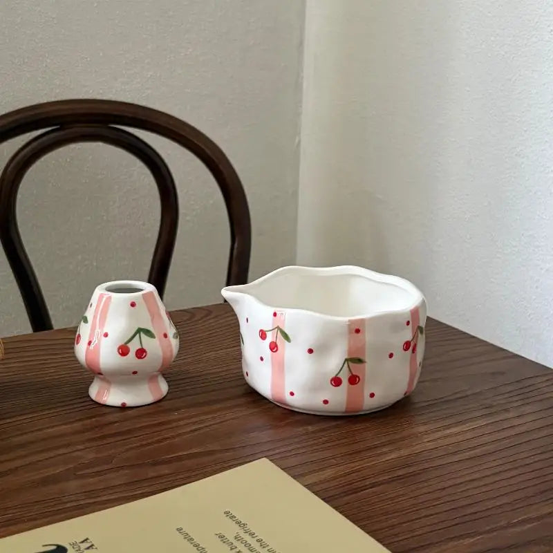 Handcrafted Ceramic Mixing Bowl Set with Pour Spout & Insert
