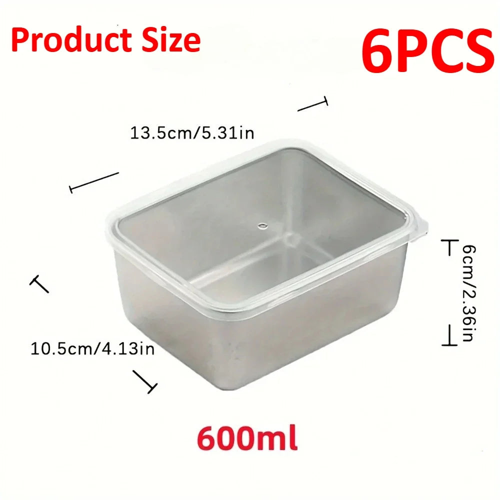 6-Piece Stainless Steel Food Containers – Leakproof & Stackable