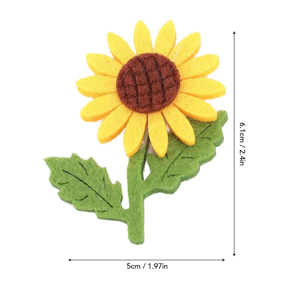 18pcs 3D Sunflower Felt Patches for DIY Sewing & Crafts