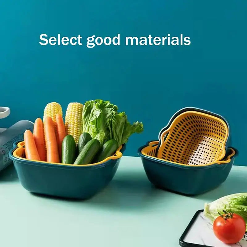 6-Pack Double-Layer Plastic Drain Basket Set – Kitchen Storage