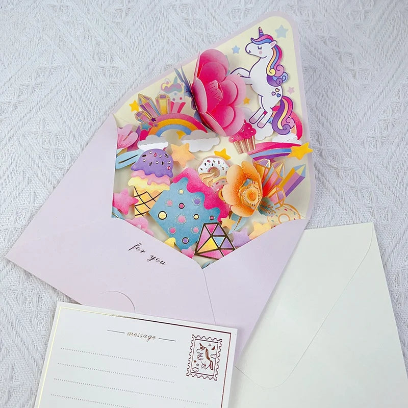 3D Pop-Up Flower Greeting Card Set – Birthday, Wedding & Holiday