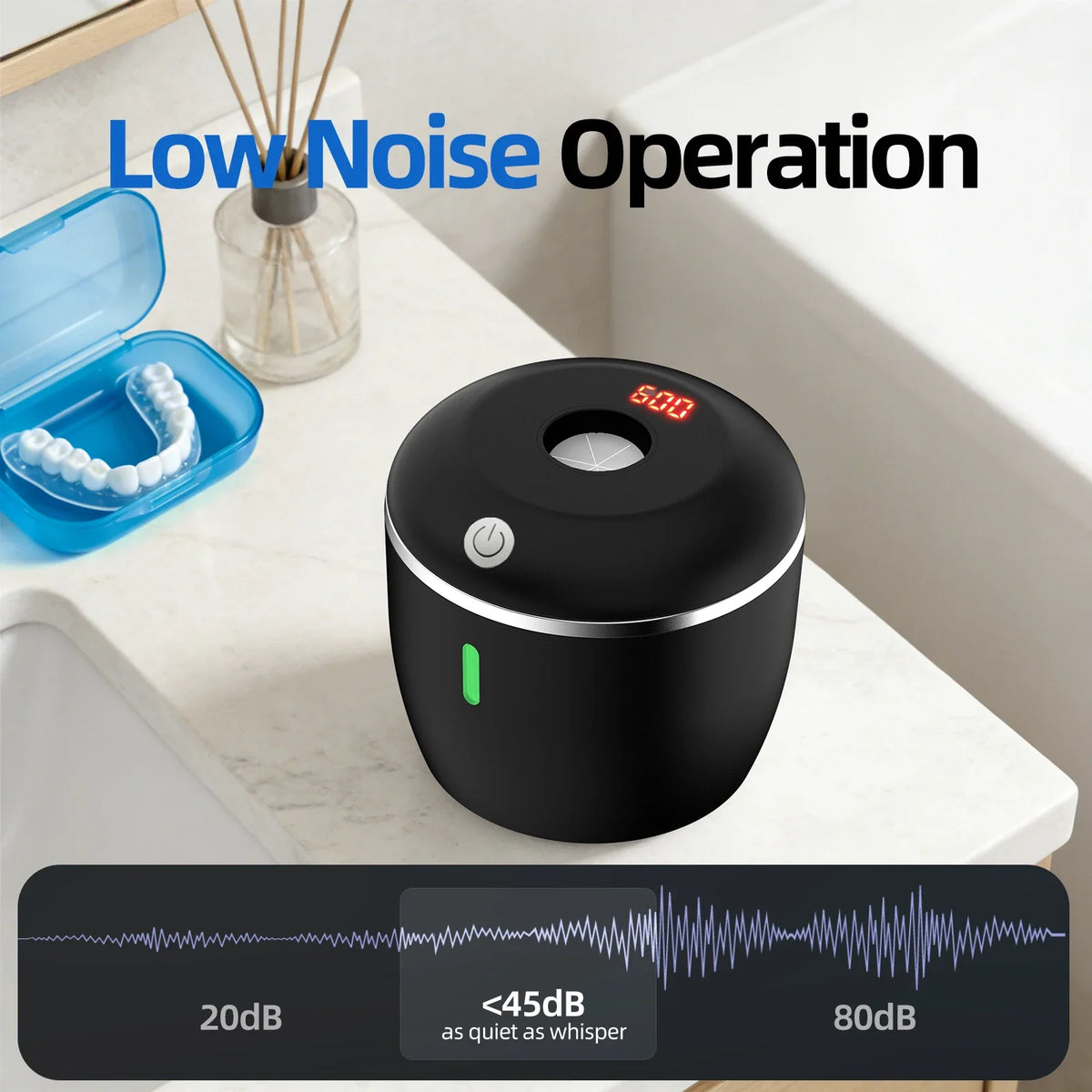 Ultrasonic UV Retainer & Denture Cleaner – 45kHz, USB/Battery