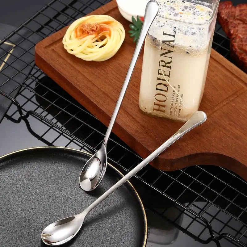 Stainless Steel Long Handle Spoons for Coffee & Ice Cream