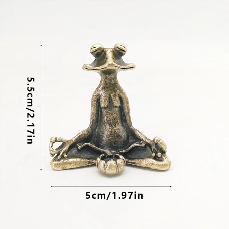 Brass Frog Zen Buddhist Statue Incense Burner & Tea Pet Décor