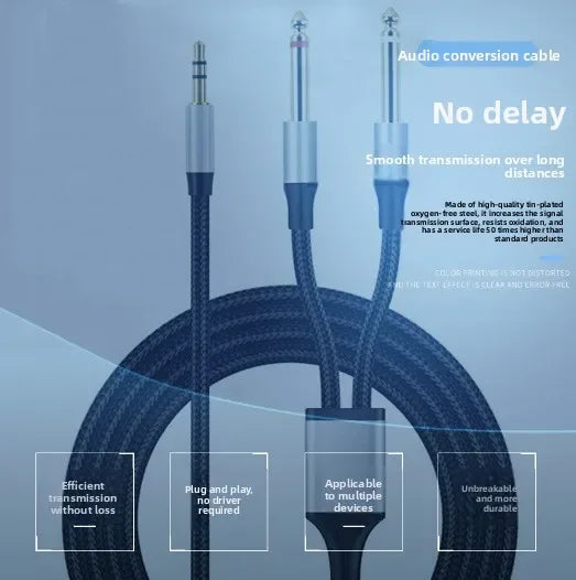 Nixie 3.5mm to Dual 6.35mm Audio Cable – Gold-Plated & DC Noise