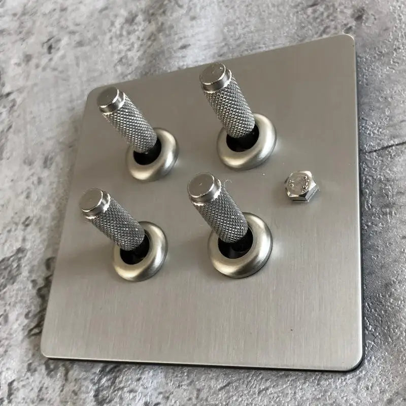 Industrial Knurled Toggle Wall Switch 1-4 Gang Stainless Steel Retro