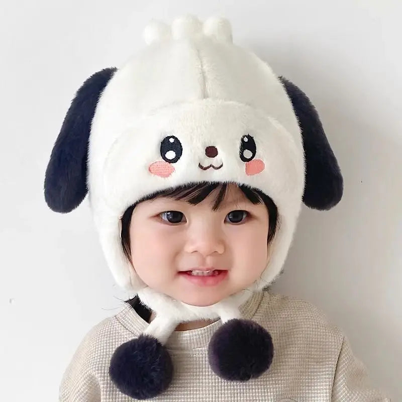 Soft Fluffy Baby Winter Knit Cap with Cartoon Ear Protection