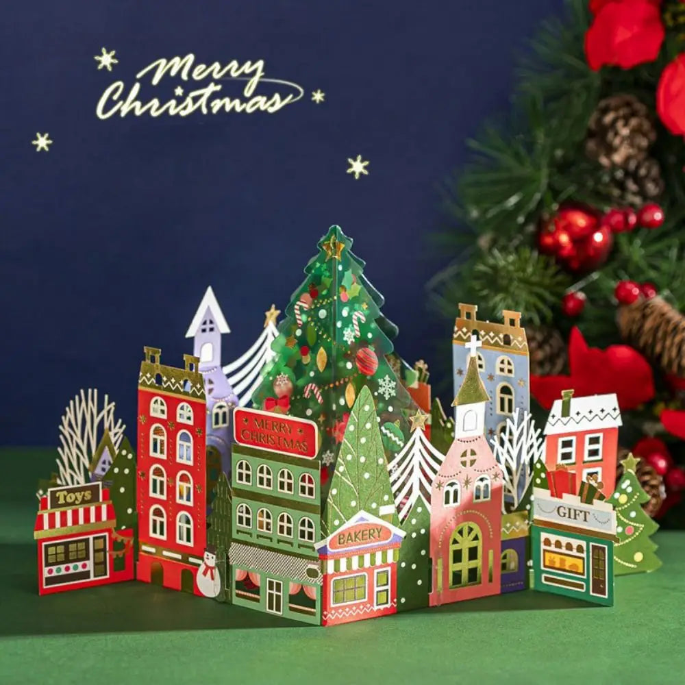 3D Pop-Up Christmas Greeting Card with Envelope – Gold Craft
