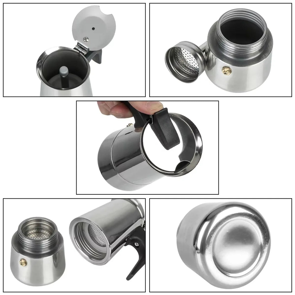 Portable Stainless Steel Moka Pot – Espresso & Tea Maker