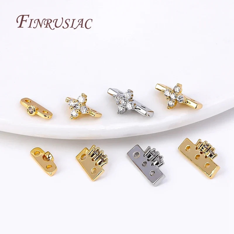 18K Gold Plated Zircon Flower Connector Spacer Beads – DIY Jewelry