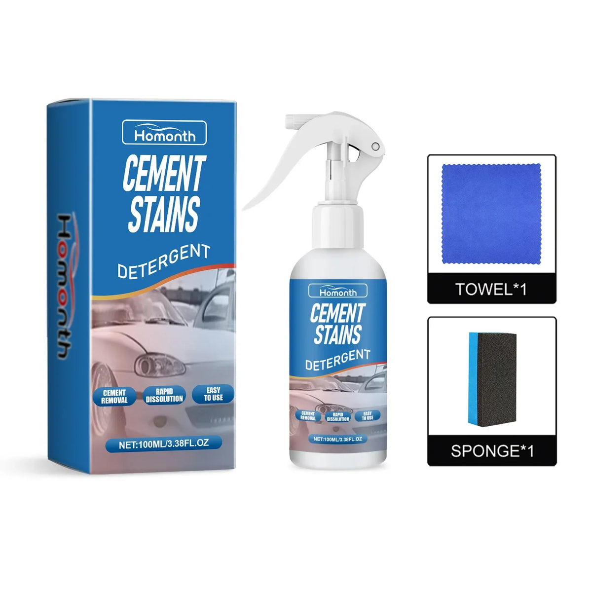 Homonth 100ml Car Cement Stain Remover Spray Kit | Auto Detailing