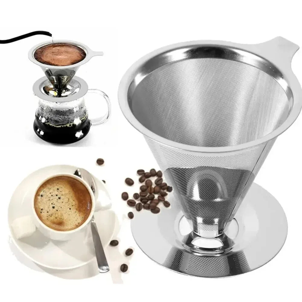 Reusable Stainless Steel Pour Over Coffee Filter Dripper