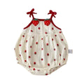 Strawberry Print Baby Girl Sling Romper | Cotton Jumpsuit