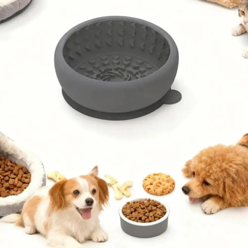 Silicone Slow Feeder Dog Bowl – Anti-Slip, Anti-Spill, Portable