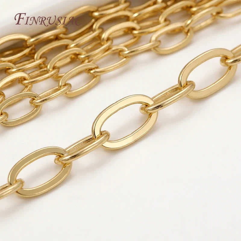 14K Gold Plated Paperclip Chain | Brass Oval Link DIY Jewelry
