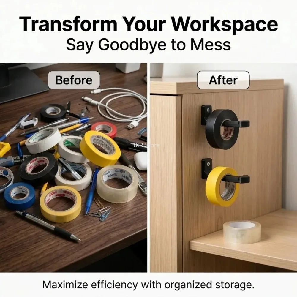 Wall Mounted Tape Dispenser Rack – Rustproof Hooks 3/5 Pc