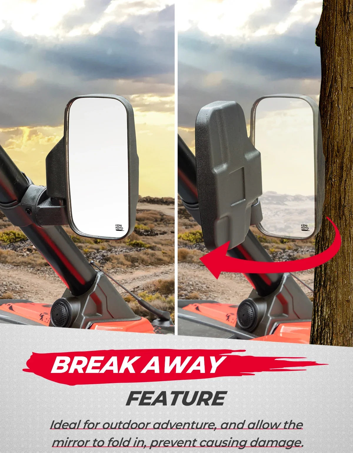 UTV Side Mirrors Clamp-On 1.75"–2" Roll Cage | Polaris RZR Can-Am