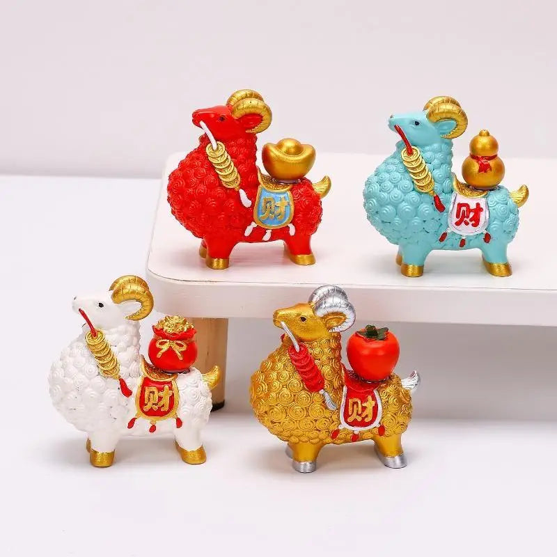 Feng Shui Golden Goat Statue – Chinese Zodiac Figurine