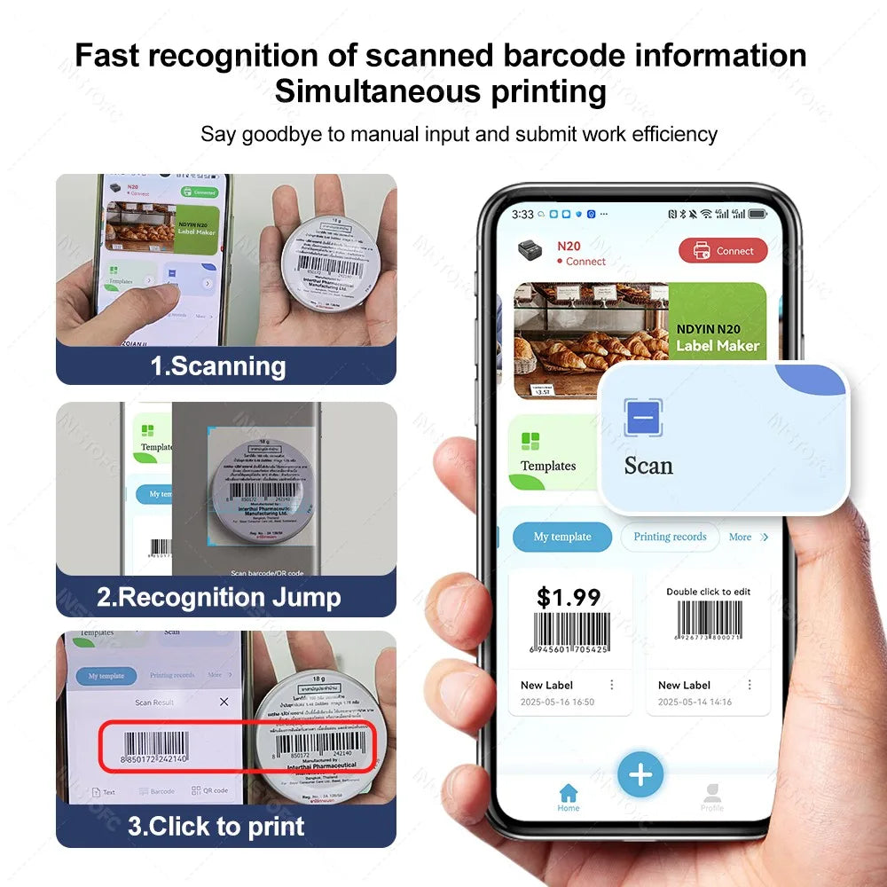 NiiMbot N20 Bluetooth Mini Label Printer – Thermal, Ink-Free