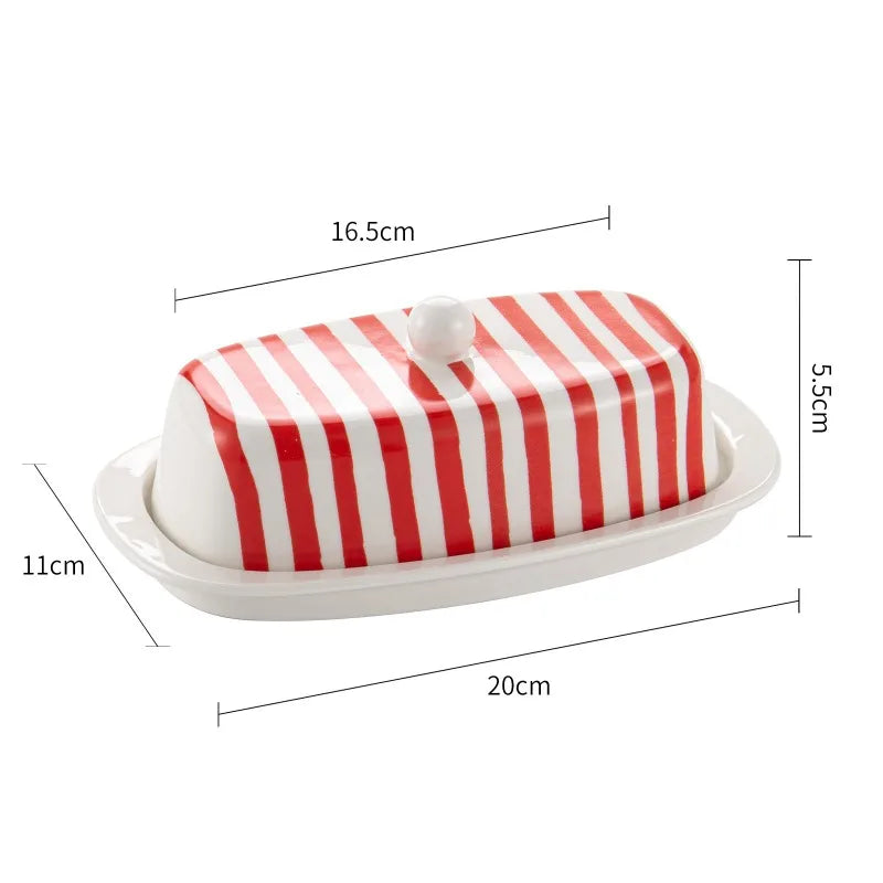 Hand-Painted Ceramic Butter Dish | Underglaze Color Design