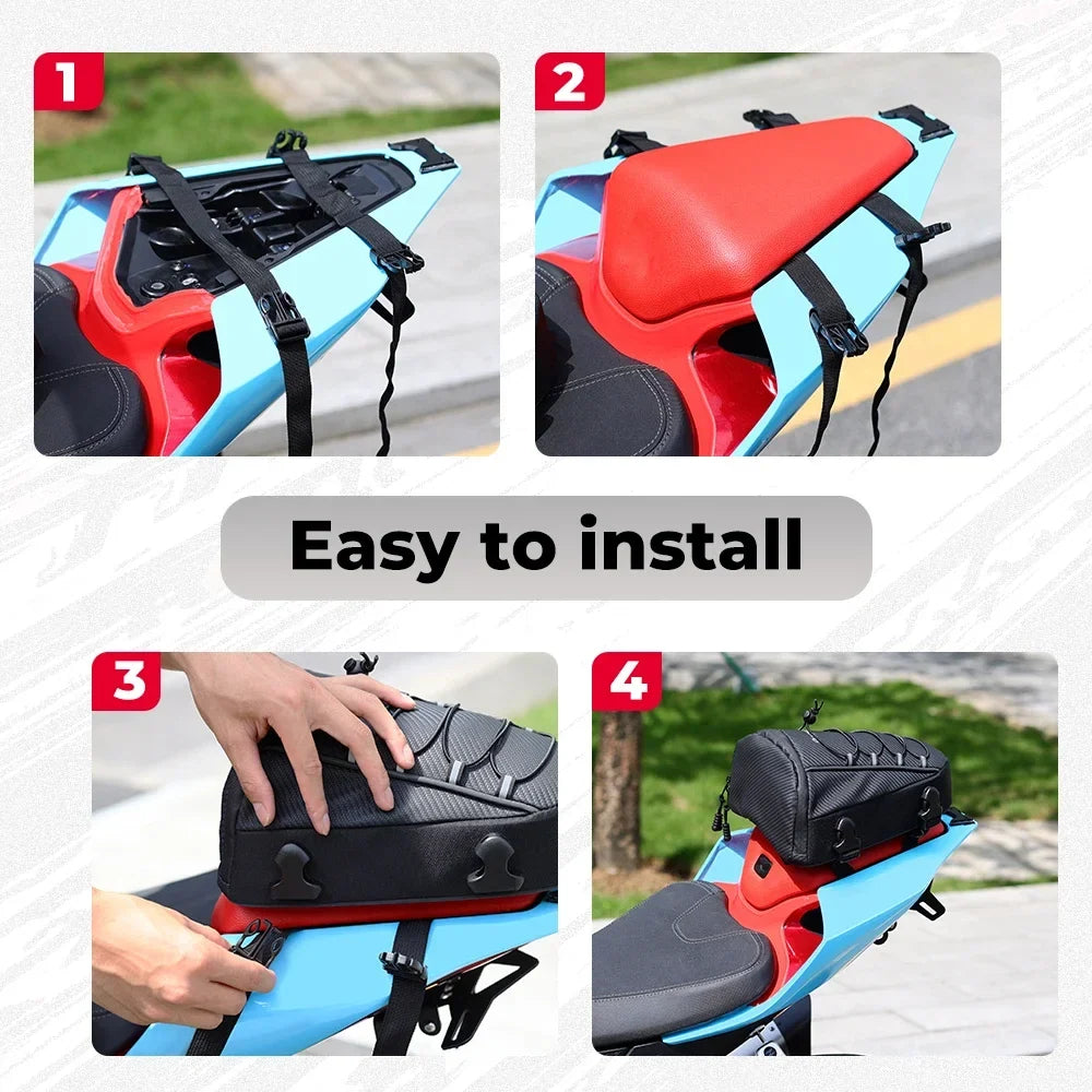 KEMITOUR Waterproof Motorcycle Tail Bag | PVC Rear Seat Bag