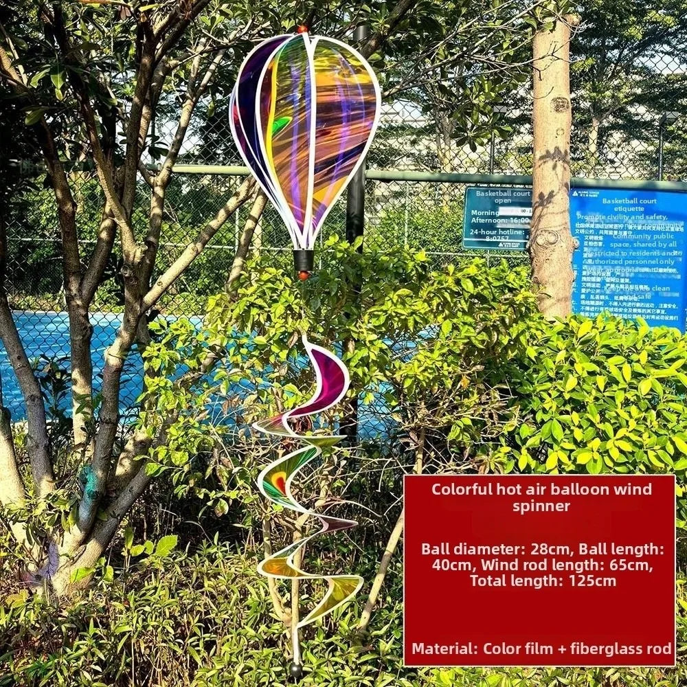 Rainbow Hot Air Balloon Wind Spinner 40cm – Kinetic Garden Decor