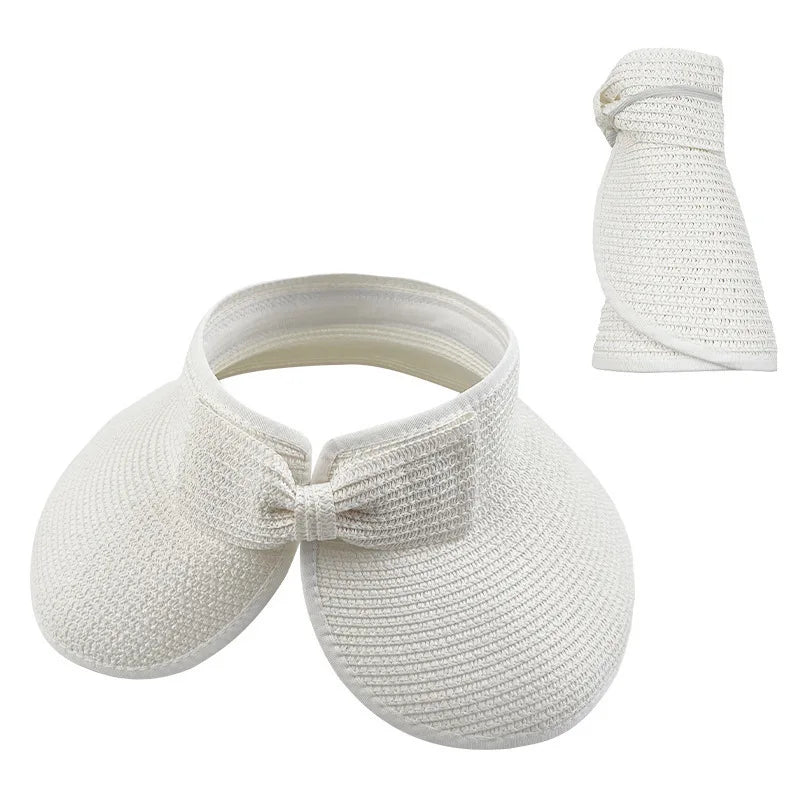 Women's Wide Brim Foldable Straw Sun Hat – UV Beach Visor