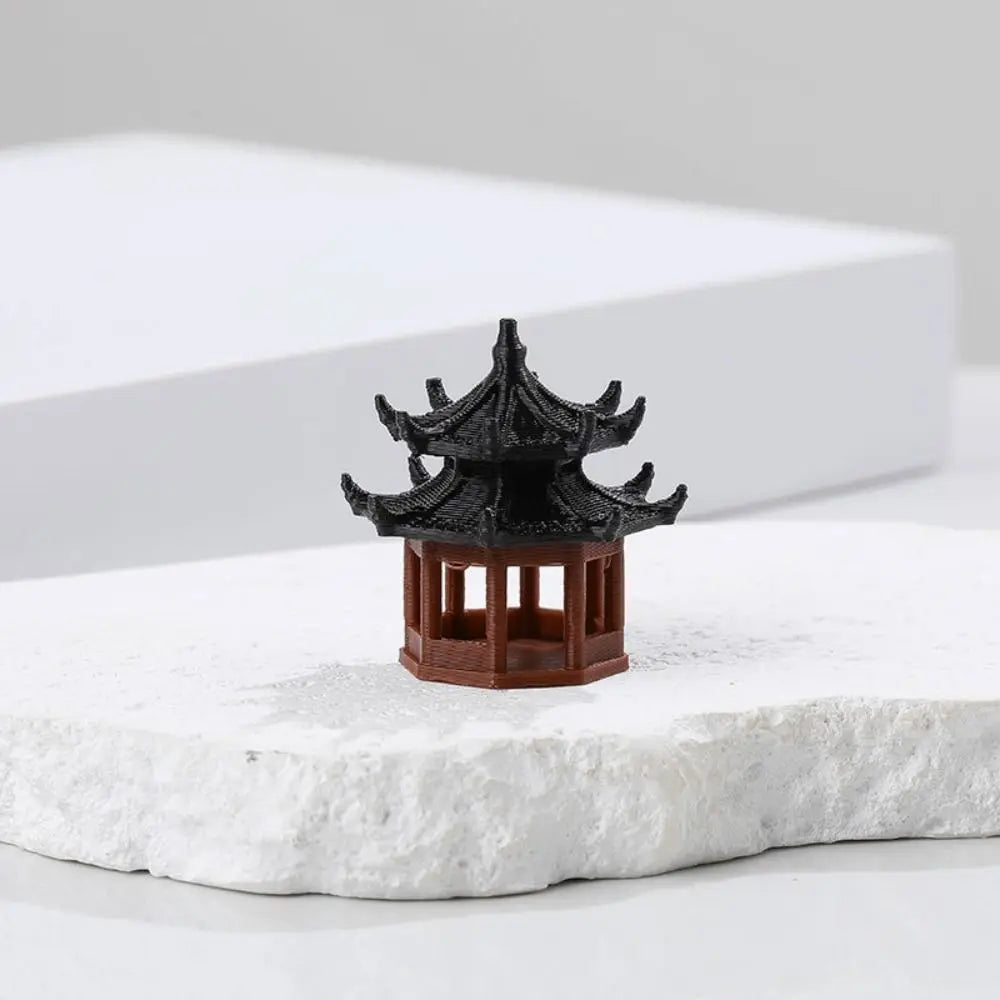 Miniature Hexagonal Pagoda Figurine – Micro Landscape Decor