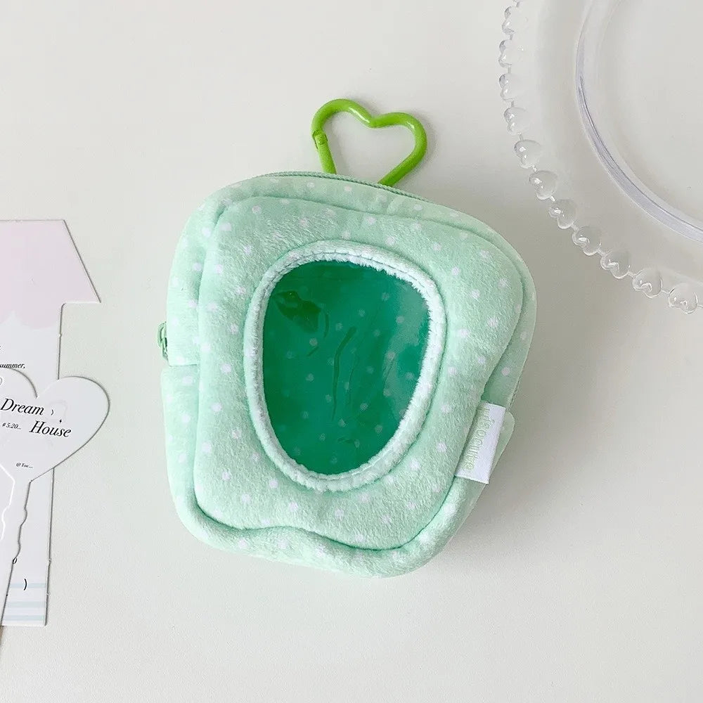 Polka Dot Plush Doll Display Bag with Heart Carabiner