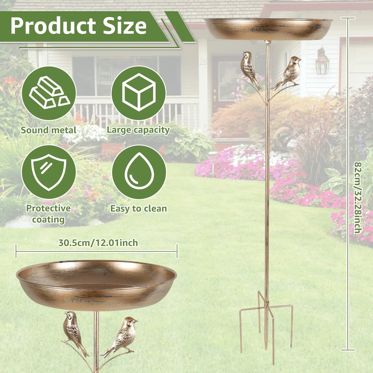 Standing Iron Bird Bath 5-Pronged Base – Garden Decor