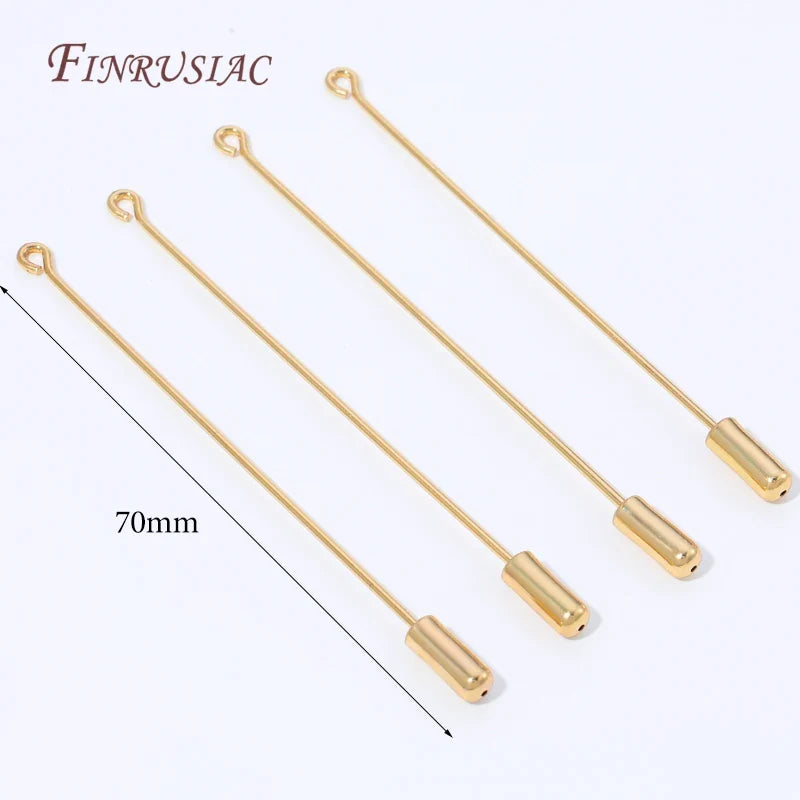 18K Gold Plated 70mm Brooch Pin Stem with Cap | DIY Jewelry